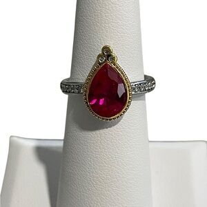 Bomb Party Desert Queen - The Aurora Ring- Ruby CZ/Gold&Rhodium - Size 6 NWT